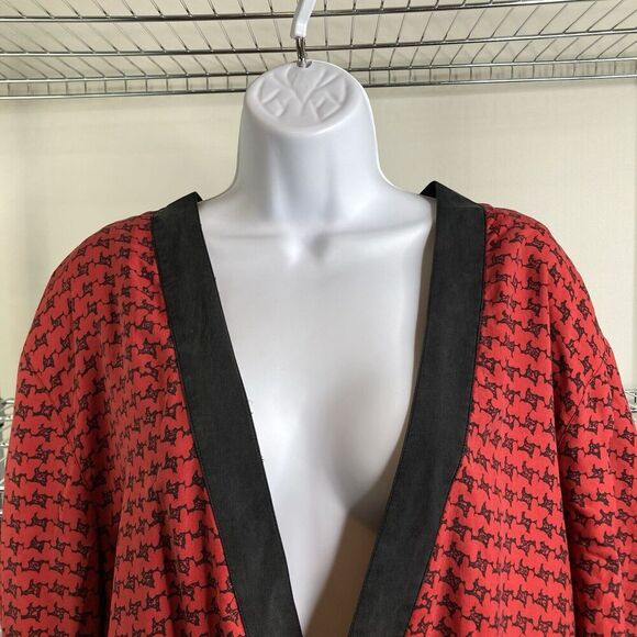 Vintage 80’s GoSilk Women's Long Black Red Check Jacket Size 3X Retro Slouchy - Picture 14 of 16